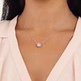 Athra Boxed Sterling Silver 16+2" 8mm Starlight Cubic Zirconia Solitare Necklace