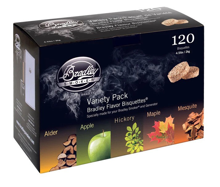 Bradley Smoker 5-Flavor Variety Pack Wood Bisquettes - 120 Pack