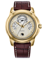 Citizen Mens Calendrier Watch - Brown Leather Strap