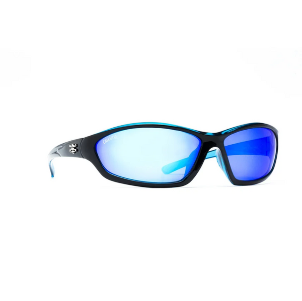 Calcutta Bowman Shiny Black Frames - Blue Mirror Lens - Polarized Sunglasses