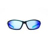 Calcutta Bowman Shiny Black Frames - Blue Mirror Lens - Polarized Sunglasses