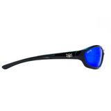 Calcutta Bowman Shiny Black Frames - Blue Mirror Lens - Polarized Sunglasses