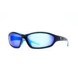 Calcutta Bowman Shiny Black Frames - Blue Mirror Lens - Polarized Sunglasses