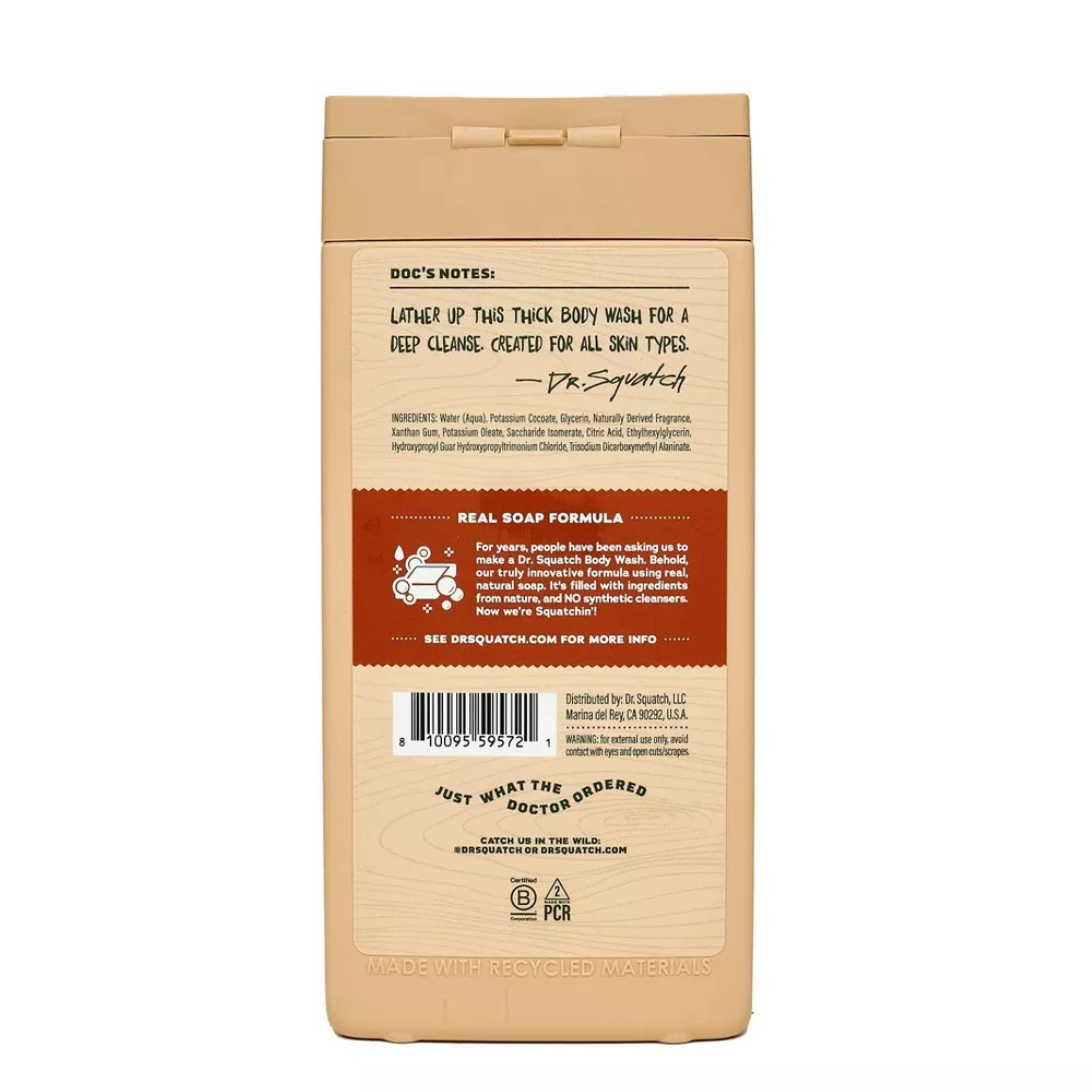 Dr. Squatch Wood Barrel Bourbon Body Wash - 14 oz.