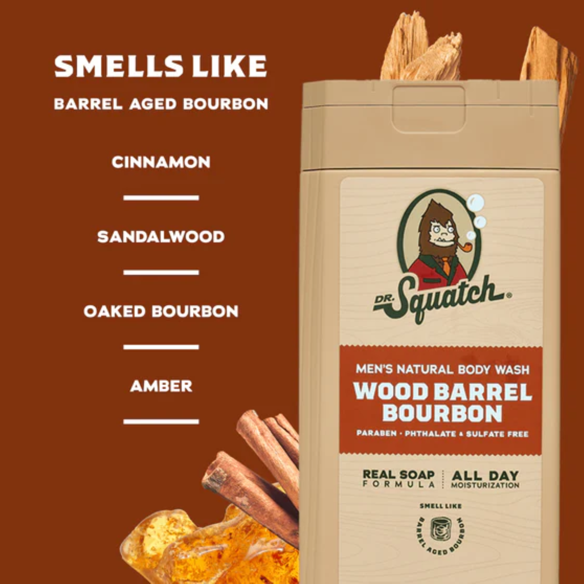 Dr. Squatch Wood Barrel Bourbon Body Wash - 14 oz.
