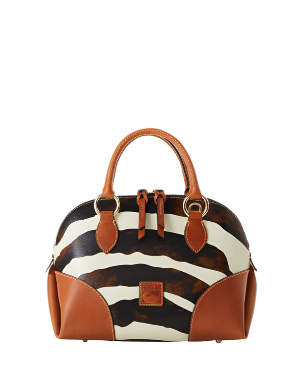 Dooney & Bourke Zebra Leather Domed Satchel Handbag