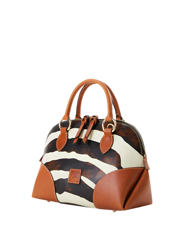 Dooney & Bourke Zebra Leather Domed Satchel Handbag