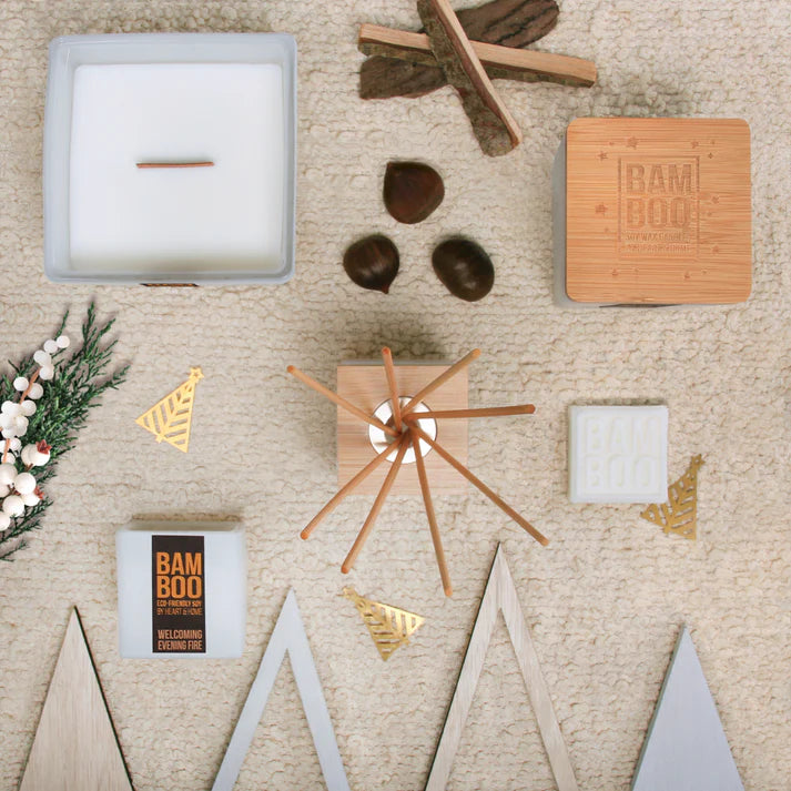 Heart & Home Bamboo Welcoming Evening Fire Large Candle