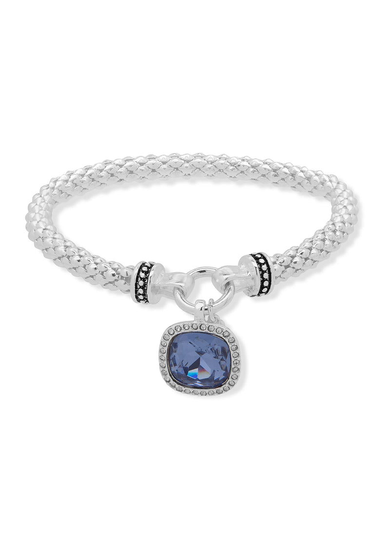 Nine West Silver-Tone Blue Crystal Stretch Bracelet