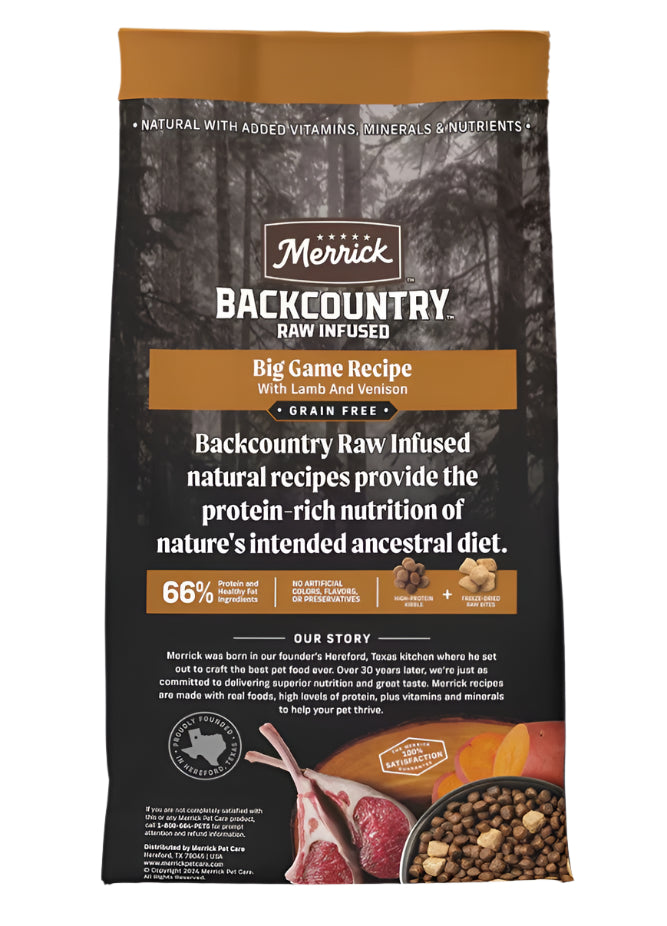 Merrick Backcountry Raw Infused Big Game Recipe Grain-Free Dry Dog Food - 20lbs.