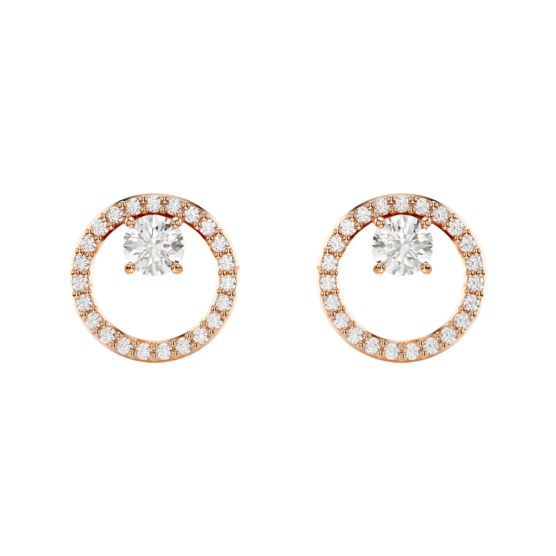 Swarovski Constella Stud Earrings - Round cut, White, Rose gold-tone plated