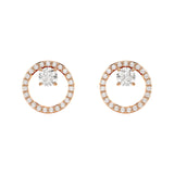Swarovski Constella Stud Earrings - Round cut, White, Rose gold-tone plated