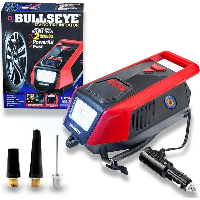 Bullseye Tire Inflator 150 PSI Portable Air Compressor Electric Pump