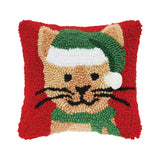 C&F Home Christmas Kitty Hooked Mini Pillow