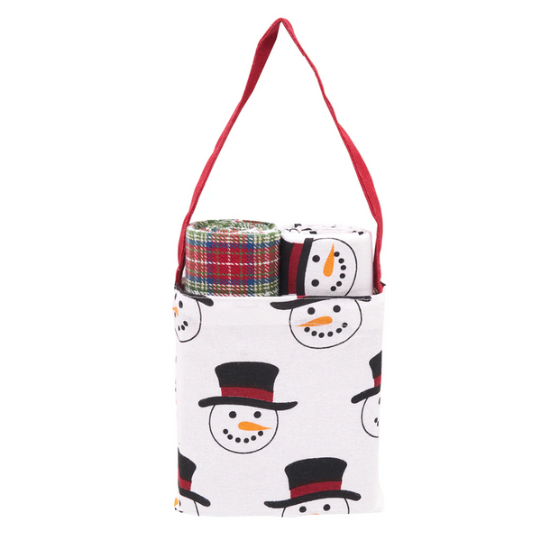 C&F Home Snowman Plaid Kitchen Towel & Bag - Set of 3