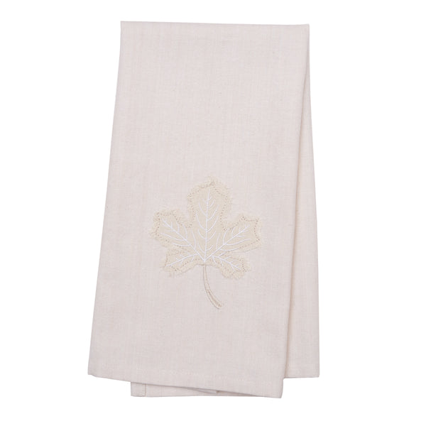 C&F Home Neutral Maple Leaves Kitchen Towel