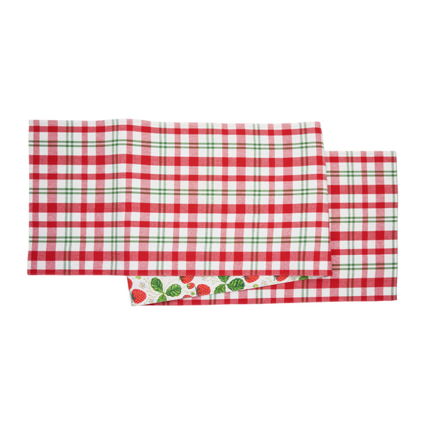 C&F Home Strawberry Patch & Plaid Table Runner