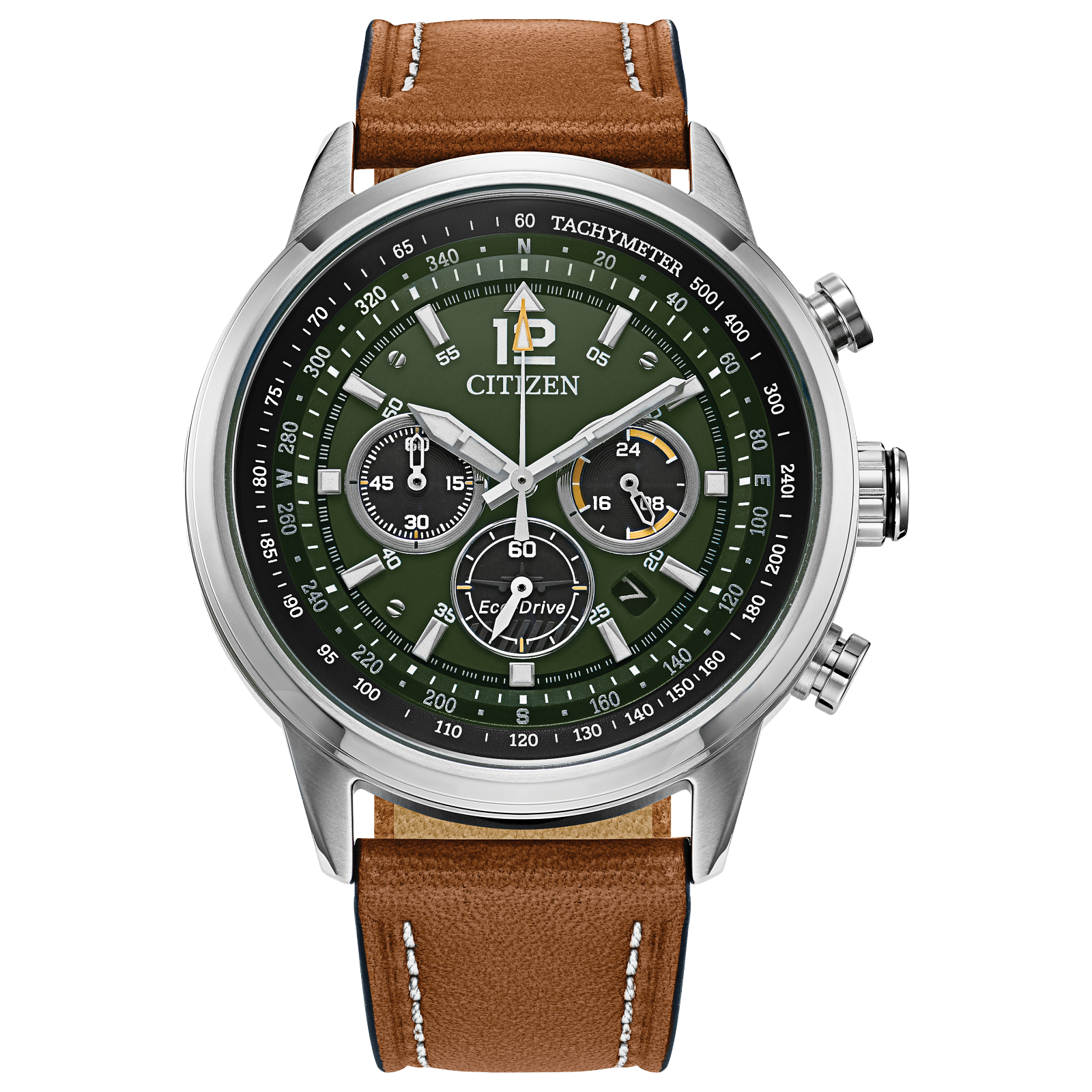 Citizen Mens Avion Eco-Drive Watch - Brown Leather Strap