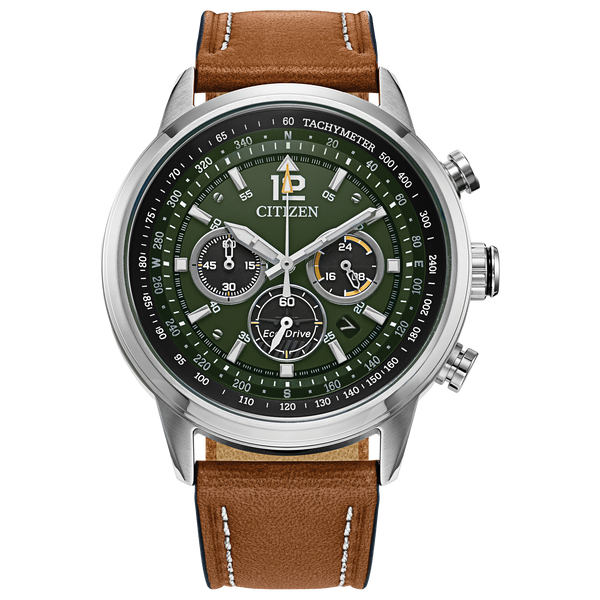 Citizen Mens Avion Eco-Drive Watch - Brown Leather Strap