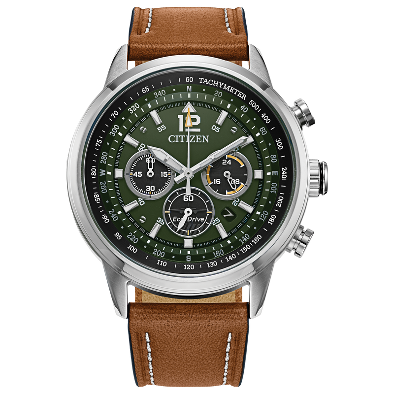 Citizen Mens Avion Eco-Drive Watch - Brown Leather Strap