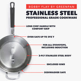 GreenPan Bobby Flay Covered Stainless Steel Chef's Pan