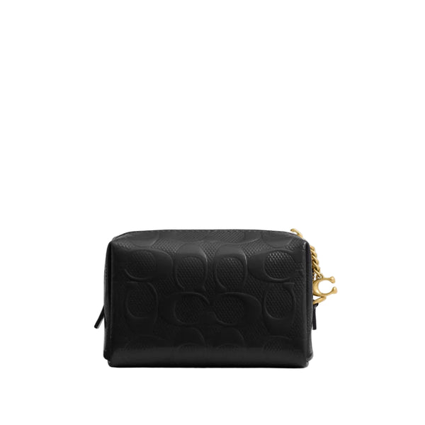 Coach Box Program Patent Signature Leather Essential Mini Cosmetic Pouch