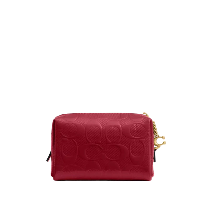 Coach Box Program Patent Signature Leather Essential Mini Cosmetic Pouch