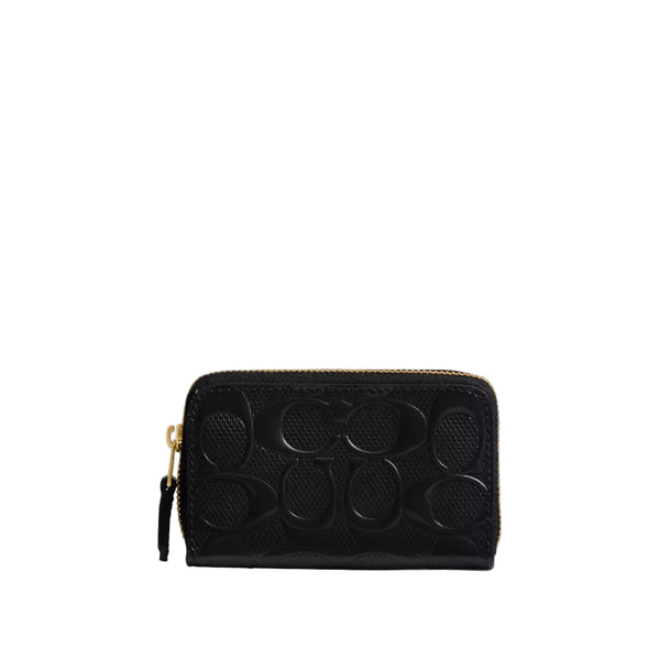 Coach Box Program Patent Signature Leather Essential Small Zip Around Card Case