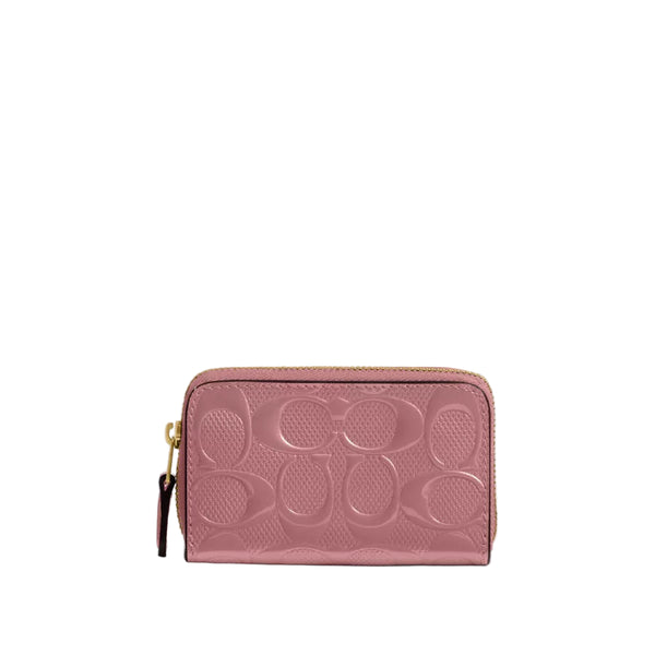 Coach Box Program Patent Signature Leather Essential Small Zip Around Card Case