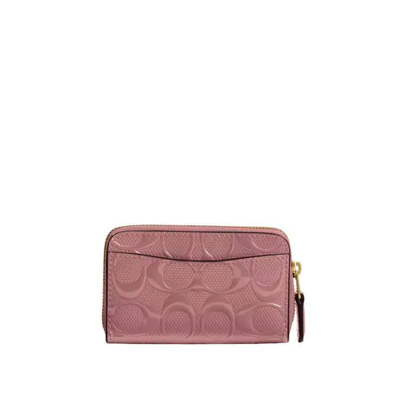 Coach Box Program Patent Signature Leather Essential Small Zip Around Card Case