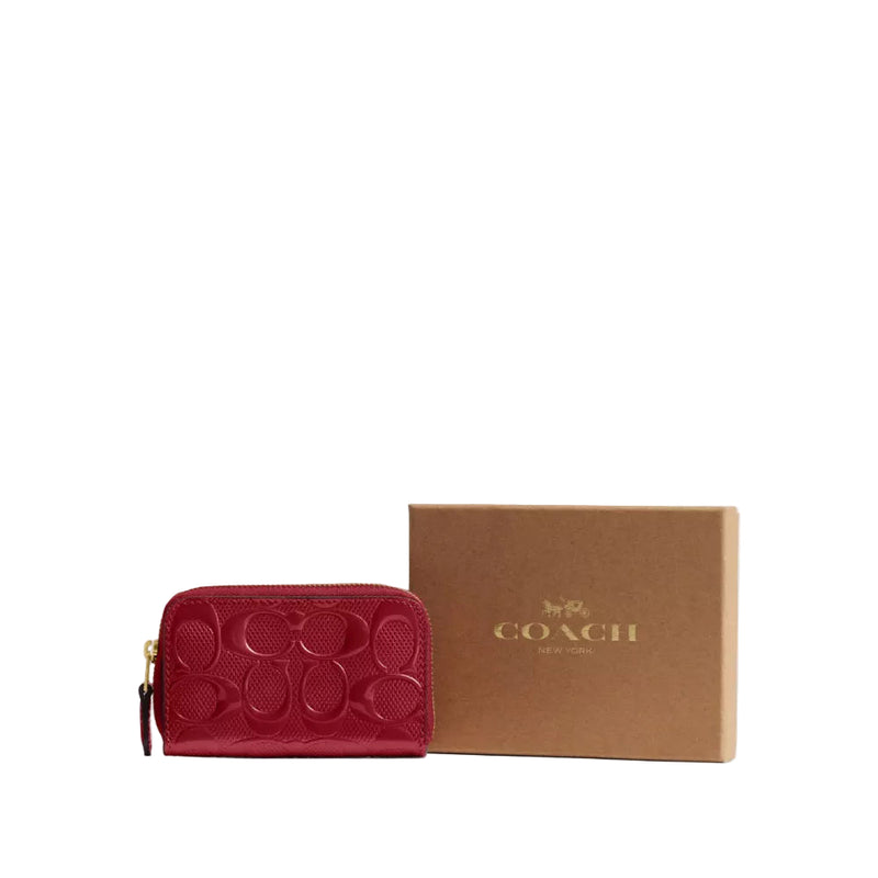 Coach Box Program Patent Signature Leather Essential Small Zip Around Card Case