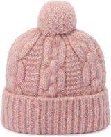 Coach Womens Chain Cable Beanie with Pom Hat