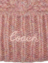 Coach Womens Chain Cable Beanie with Pom Hat