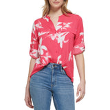 Calvin Klein Women's Printed Roll Long Sleeve Top