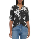 Calvin Klein Women's Printed Roll Long Sleeve Top