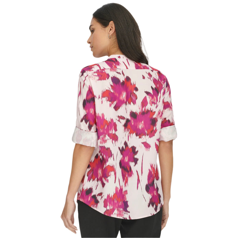 Calvin Klein Womens Printed Button Front Top