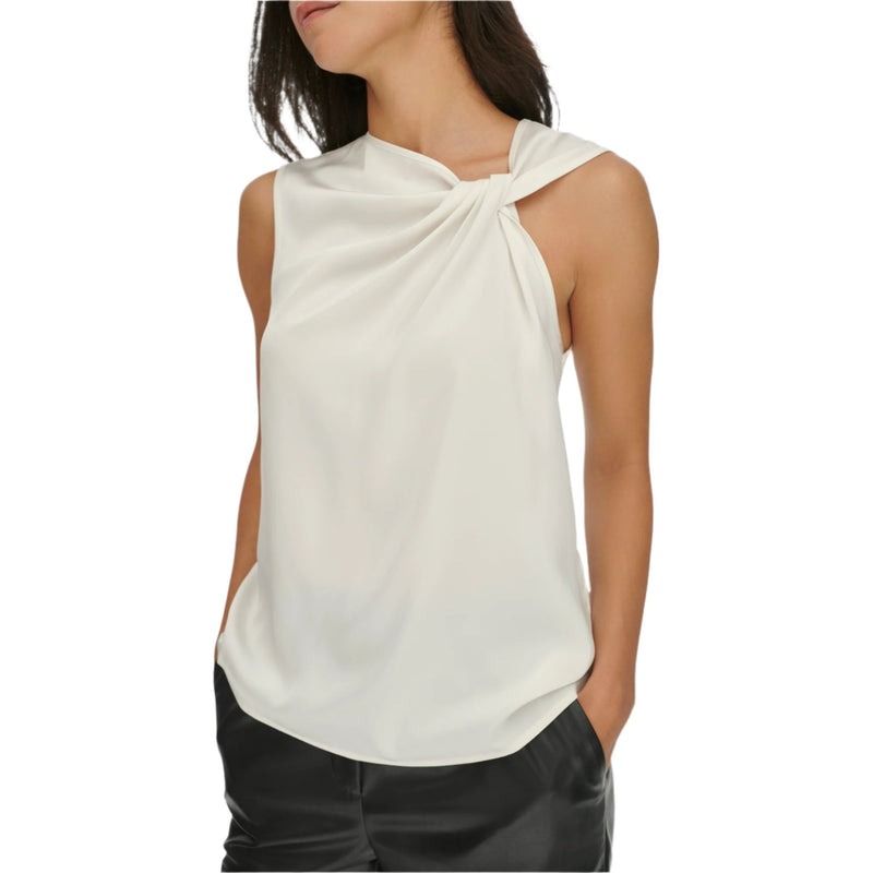 Calvin Klein Womens Satin Back Crepe Sleeveless Top