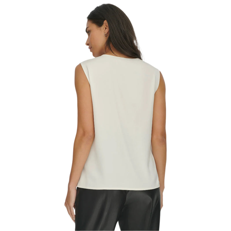 Calvin Klein Womens Satin Back Crepe Sleeveless Top