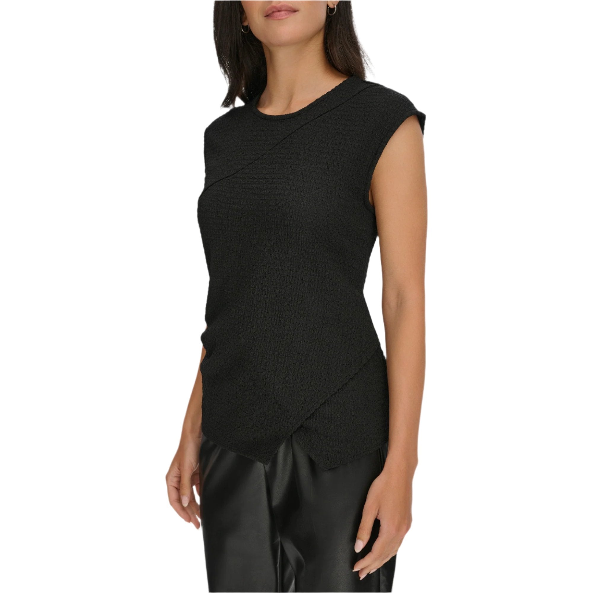 Calvin Klein Womens Asymmetrical Hem Sleeveless Top