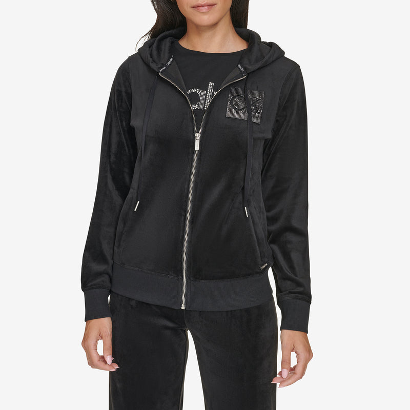 Calvin Klein Womens Platinum Velour Jacket