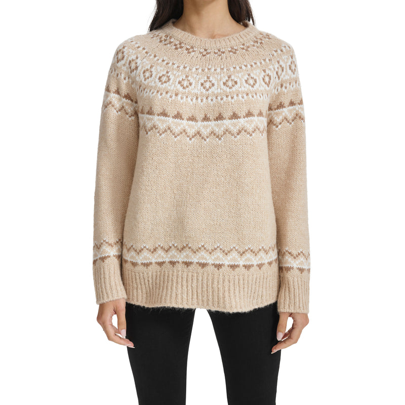 Calvin Klein Womens Faire Aisle Raglan Crew Sweater