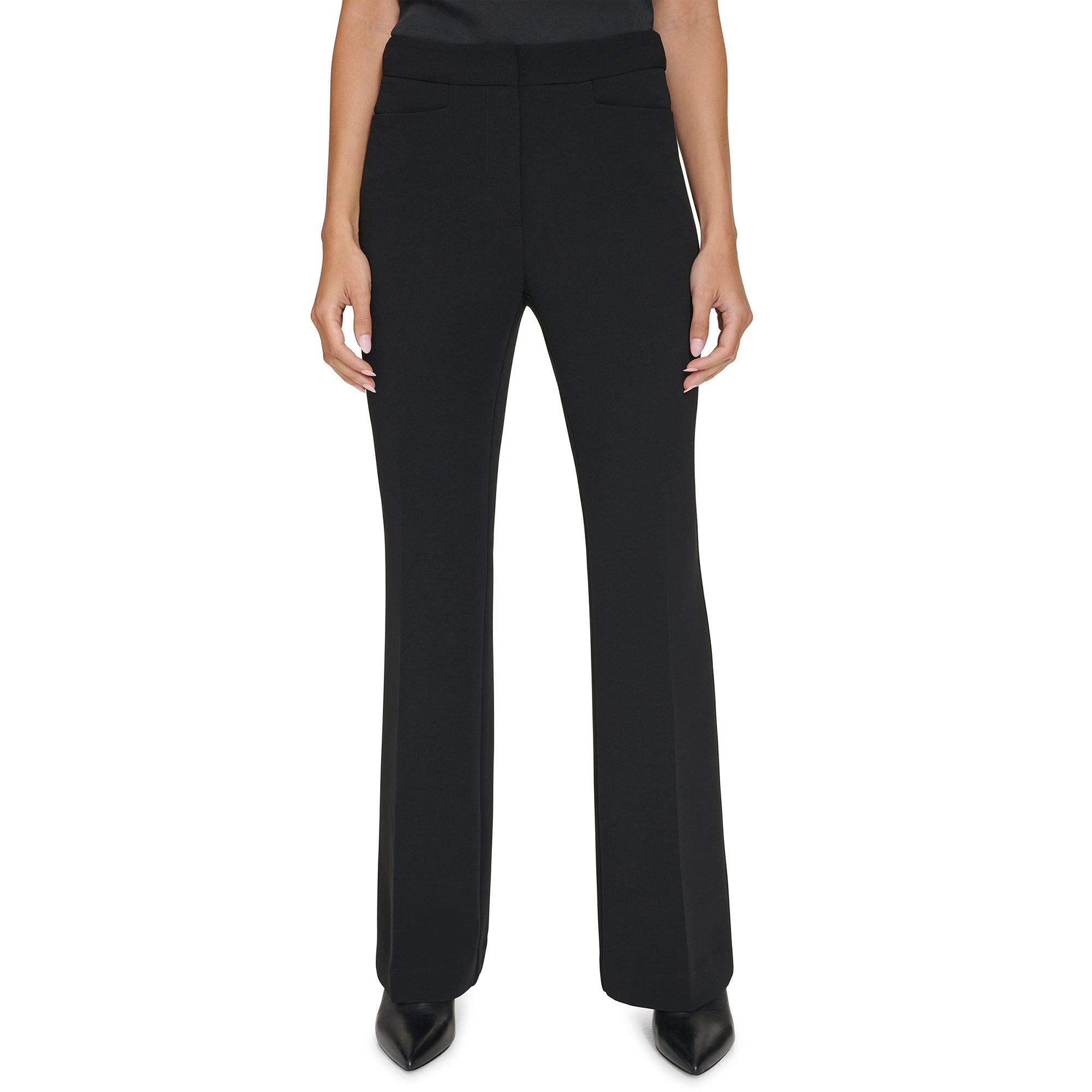 Calvin Klein Womens Stretch Crepe Wide Leg Pants with Pockets ShopCGX Calvin Klein Womens Stretch Crepe Wide Leg Pants with Pockets ShopCGX