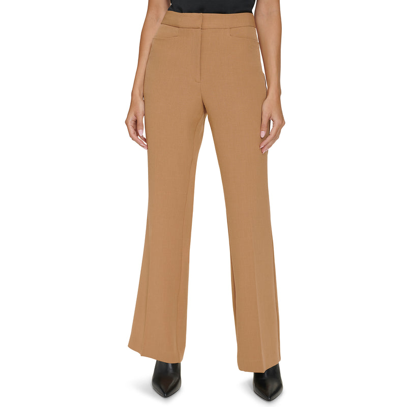 Calvin Klein Womens Stretch Crepe Wide Leg Pants with Pockets