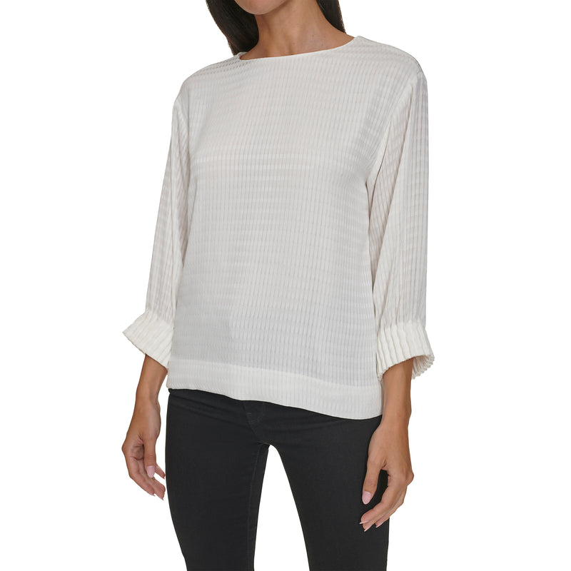 Calvin Klein Womens Tiled Jacquard Long Sleeve Top