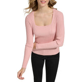 Calvin Klein Womens Square Neck Long Sleeve Top