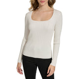 Calvin Klein Womens Square Neck Long Sleeve Top