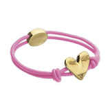 UNOde50 Pink Elastic Thread Gold Heart Charm Bracelet - Medium