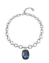 UNOde50 Light It Up Silver-Plated Blue Crystal Necklace