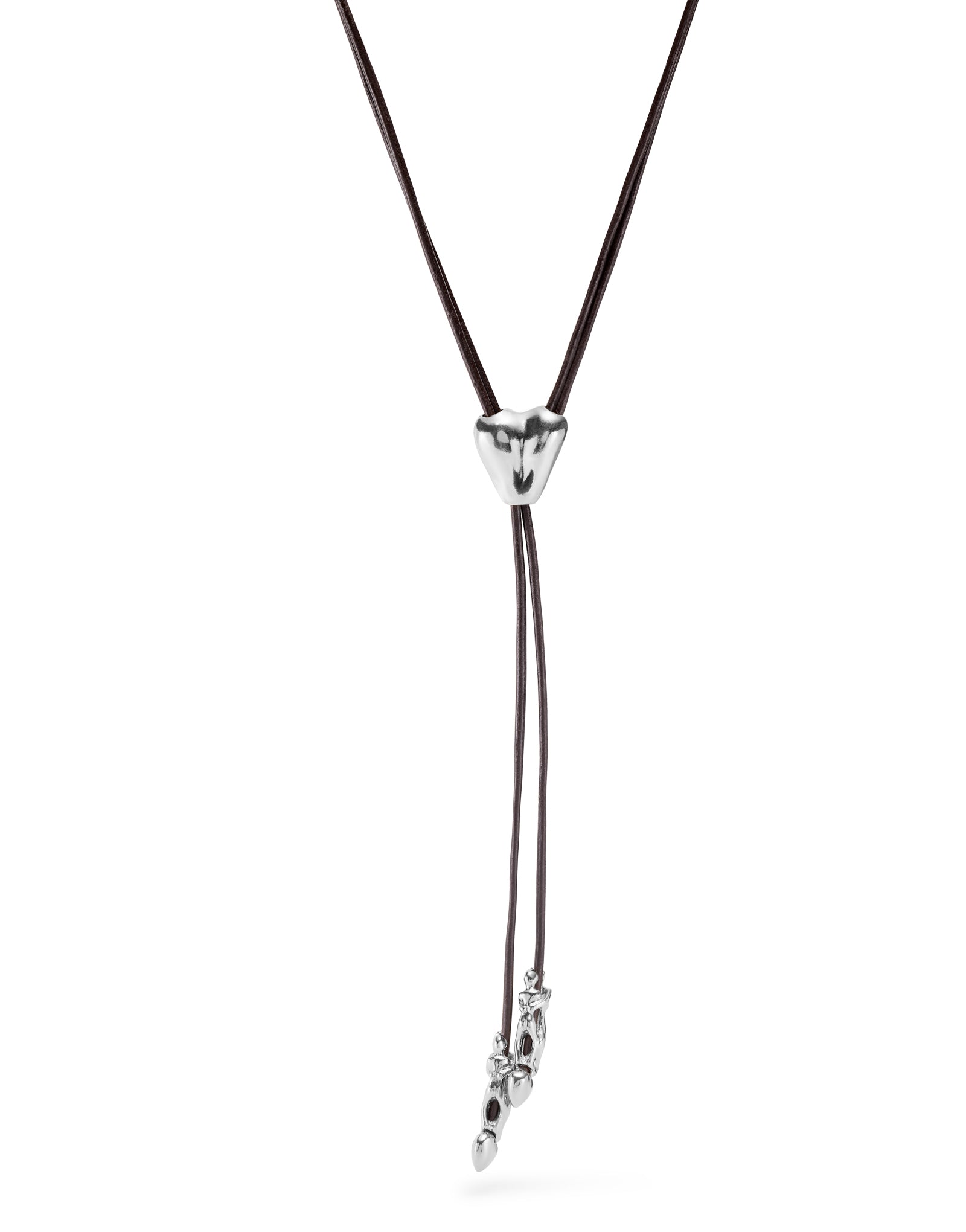 UNOde50 Beloved Long Adjustable Heart Leather Necklace