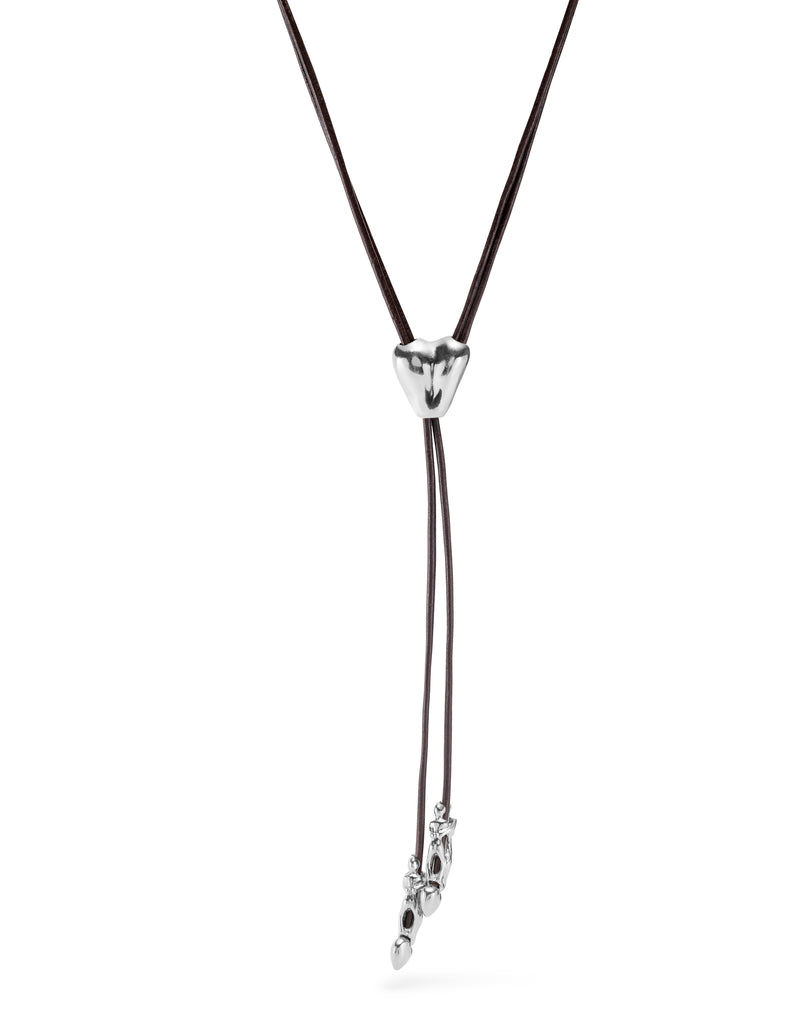 UNOde50 Beloved Long Adjustable Heart Leather Necklace